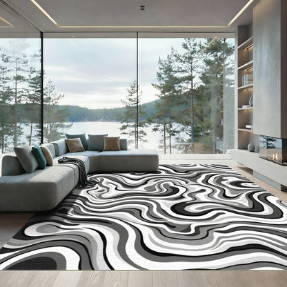 Monochromatic Swirl Abstract Waves Rug