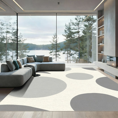 Modern Gray Circle Composition Rug