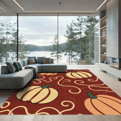 Autumn Pumpkin Vine Swirls Rug