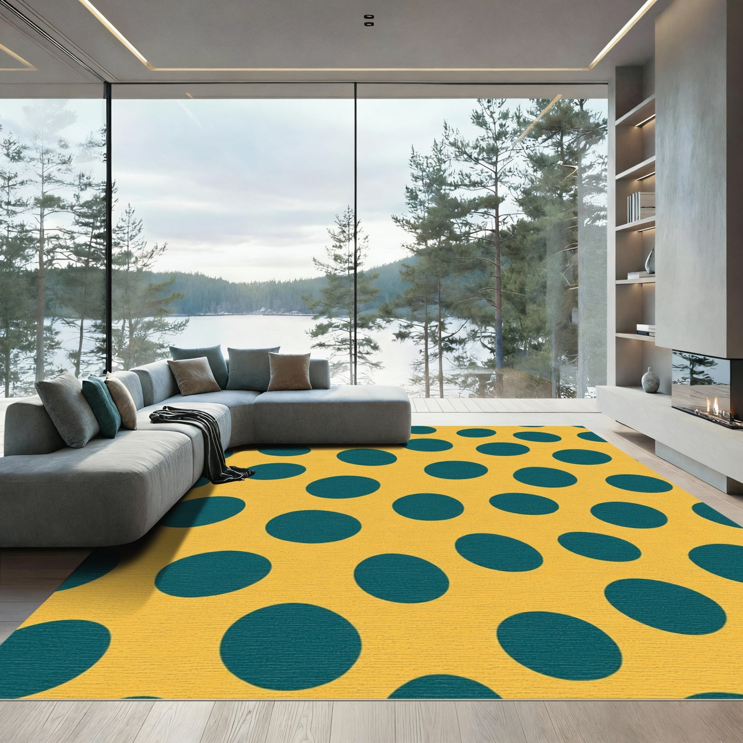 Amber Teal Polka Dot Array Rug