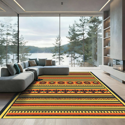 Abstract Tribal Orange Yellow Stripes Rug
