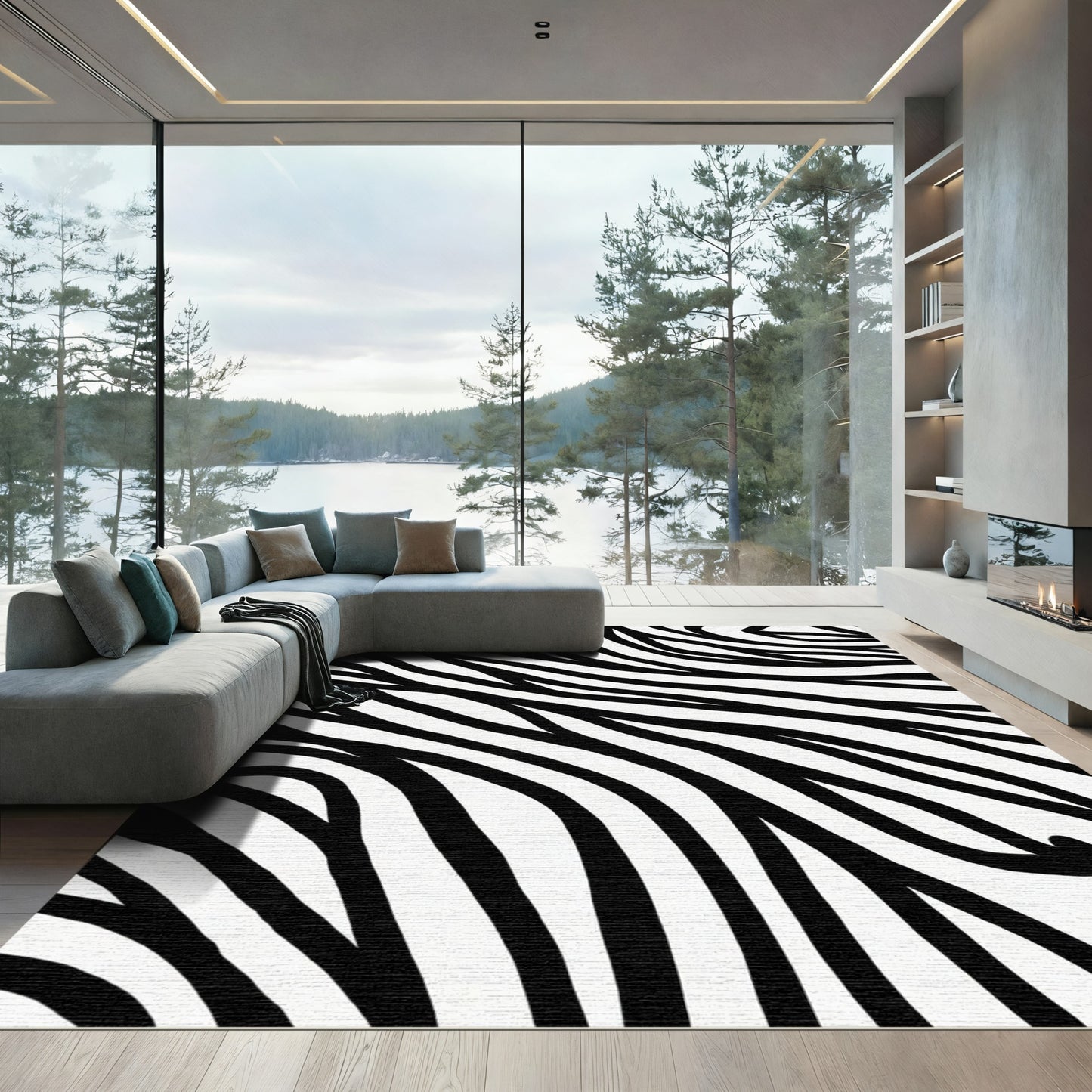 Bold Black And White Zebra Strokes Rug