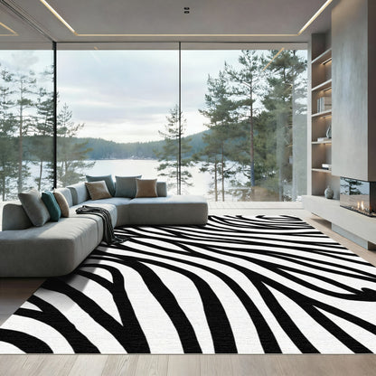 Bold Black And White Zebra Strokes Rug
