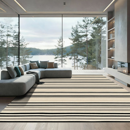 Neutral Earth Tone Striped Rug
