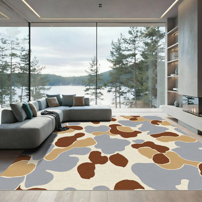 Abstract Earth Tones Camo Shapes Rug
