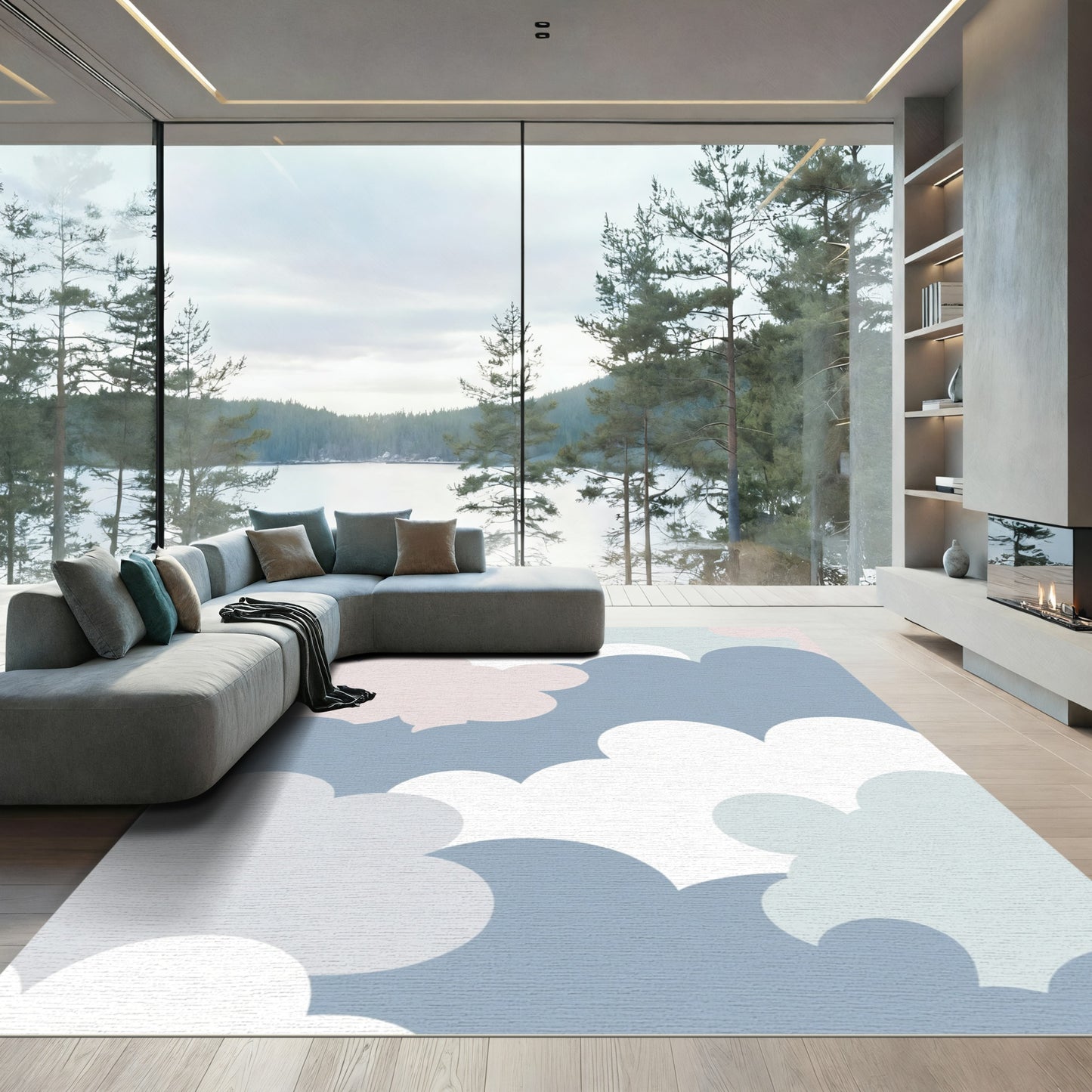 Soft Pastel Cloudscape Sky Rug