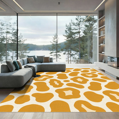 Golden Brown Abstract Spots Rug