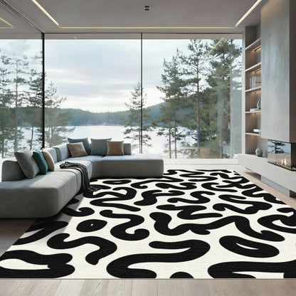 Black Cream Organic Swirls Rug