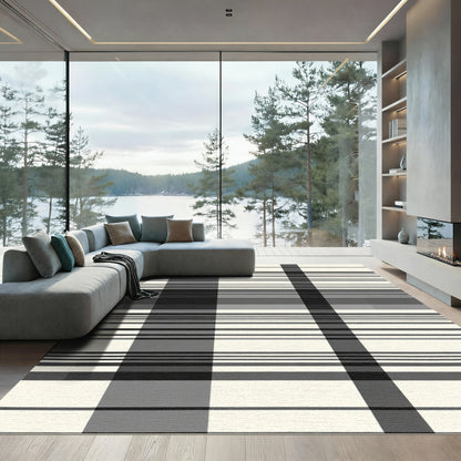 Monochromatic Plaid Horizontal Lines Rug