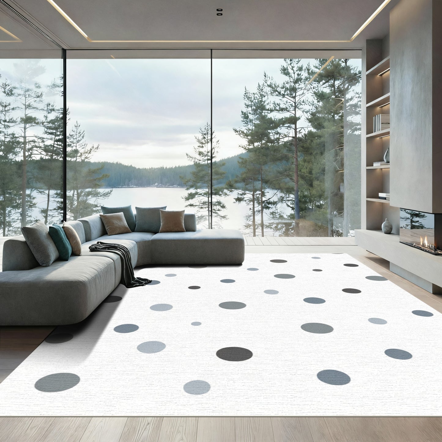 Muted Polka Dot Spot Cluster Rug