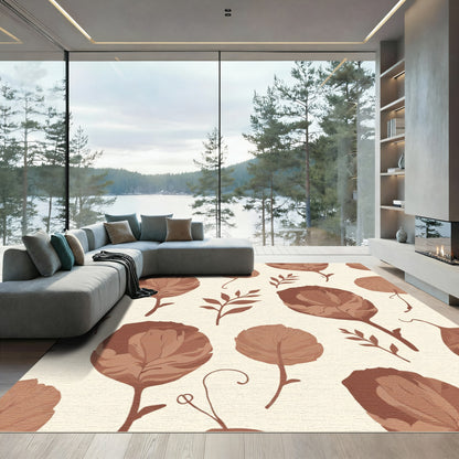 Earthy Terracotta Botanical Collage Rug