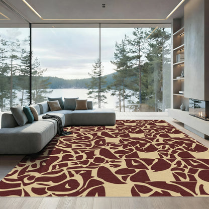 Crimson Abstract Organic Flow Rug