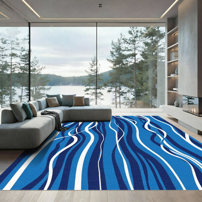 Deep Blue Ribbon Flow Rug
