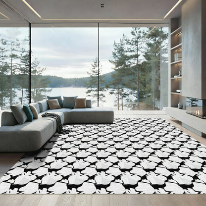 Monochromatic Geometric Keffiyeh Pattern Rug