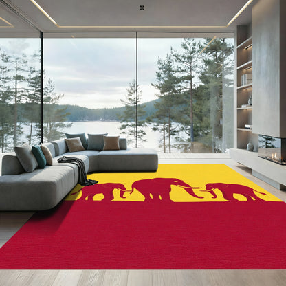 Crimson Elephant Family Yellow Backdrop Rug