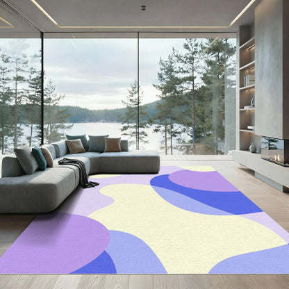Lavender Blue Abstract Organic Shapes Rug