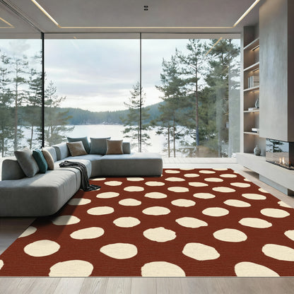 Brown Cream Polka Dot Rug