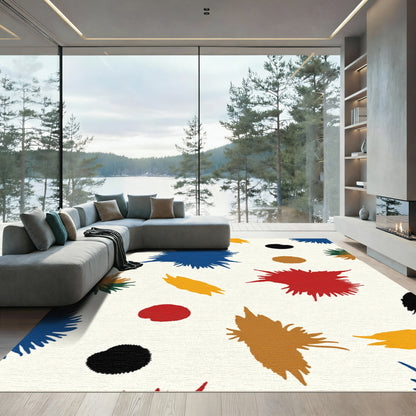 Abstract Splatter Red Blue Gold Rug