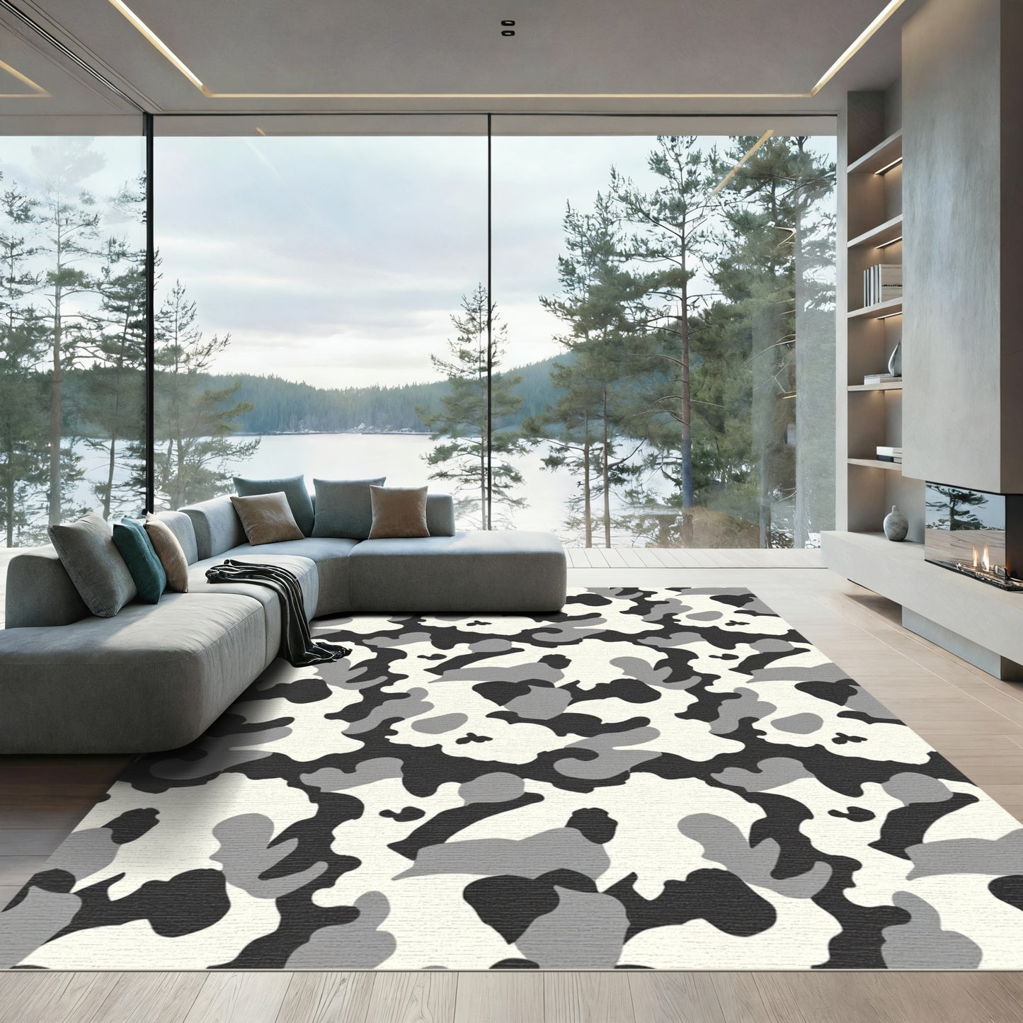 Monochromatic Abstract Blotches Rug