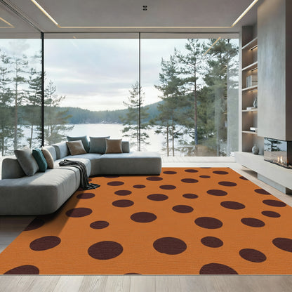Orange Brown Polka Dot Arrangement Rug