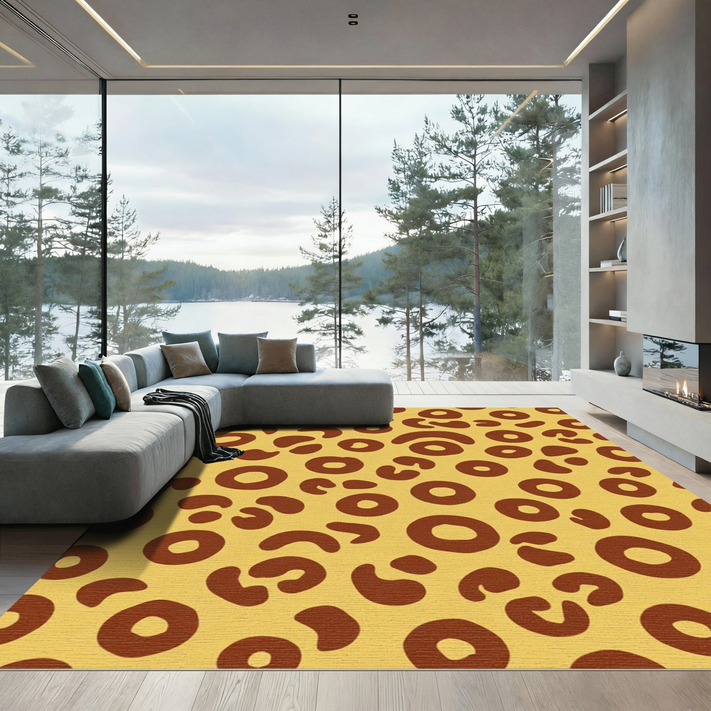 Gold Brown Leopard Spot Rug