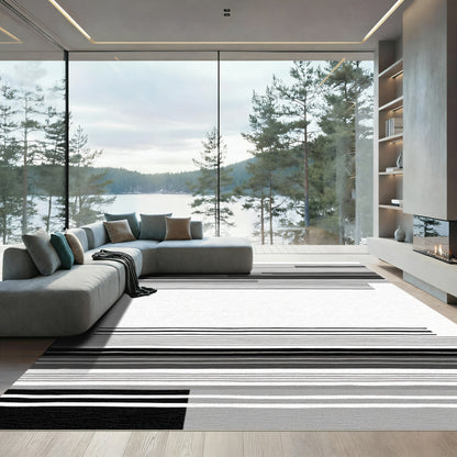 Monochromatic Hazy Stripe Composition Rug