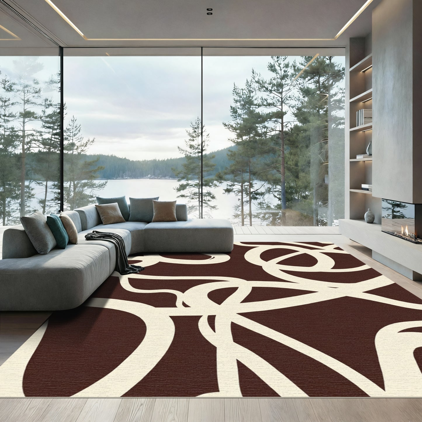 Creamy Swirls Chocolate Abstract Rug