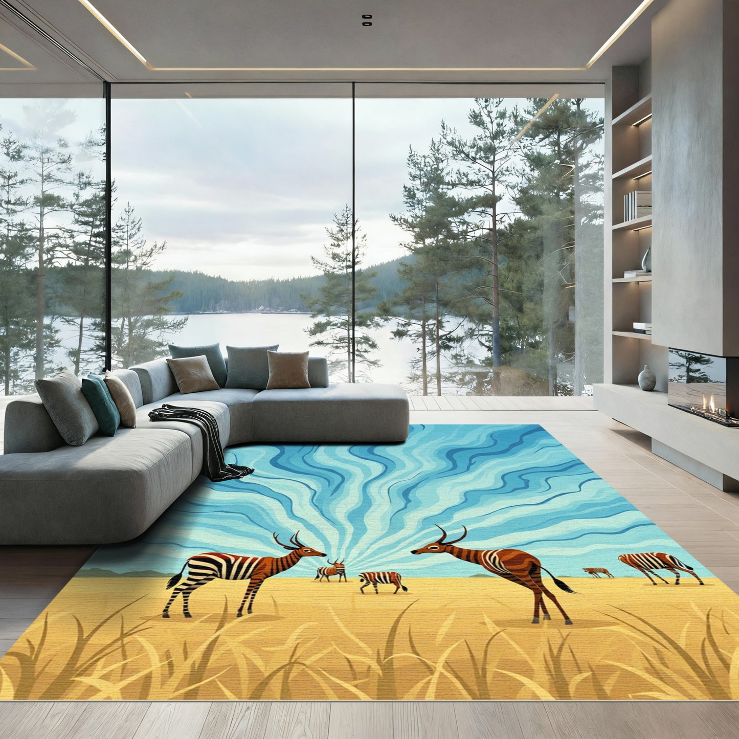 Striped Antelope Blue Sky Wilds Rug