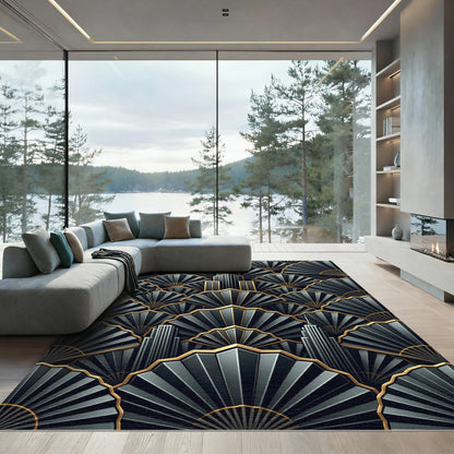 Art Deco Skyscraper Fan Arrangement Rug