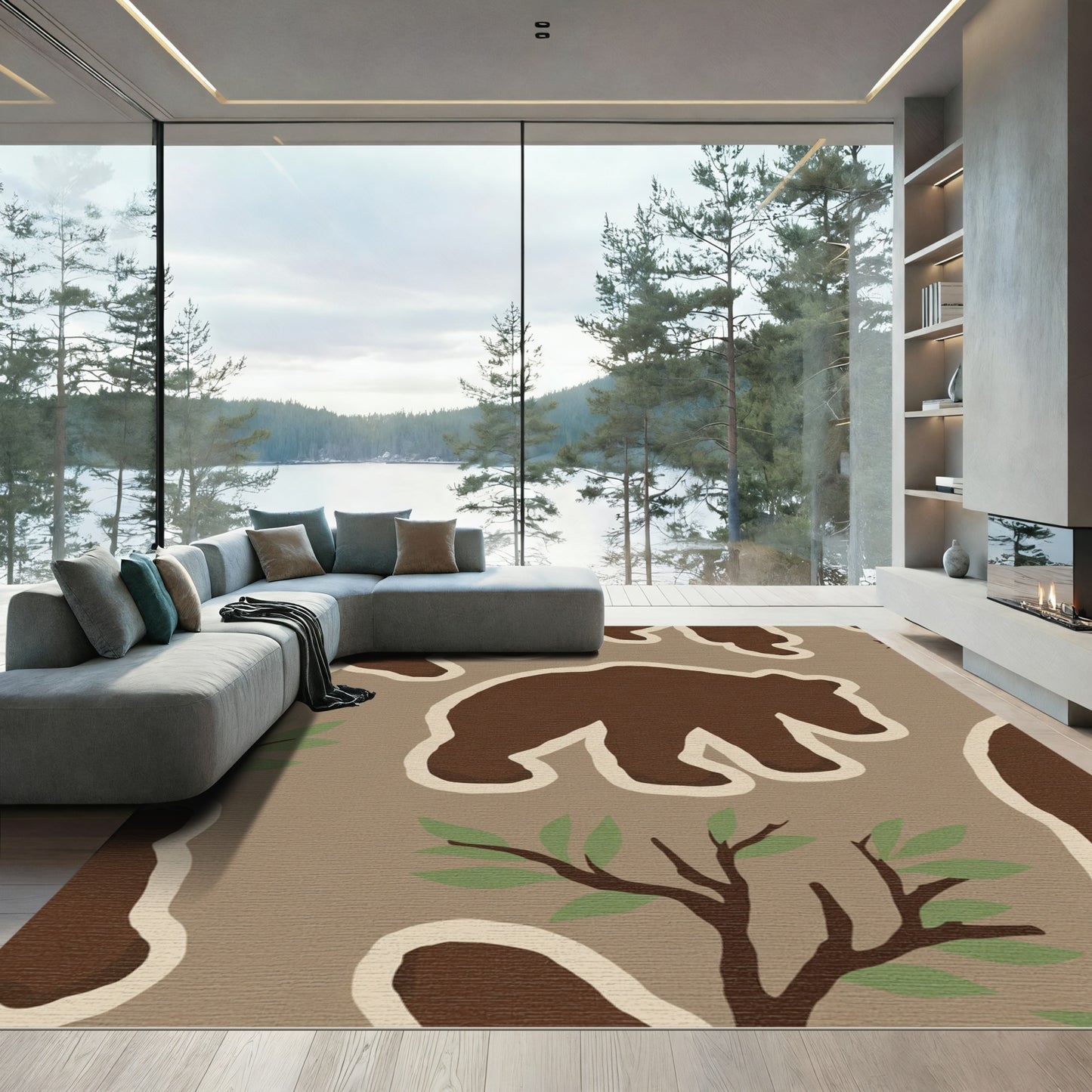 Brown Bear Forest Fauna Charm Rug