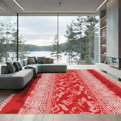 Red Snake Skin Camo Stripe Rug
