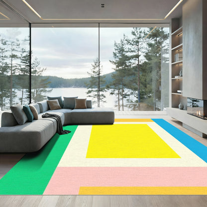 Bold Geometric Color Block Rug