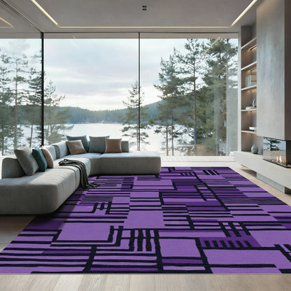 Purple Abstract Geometric Rectangular Rug