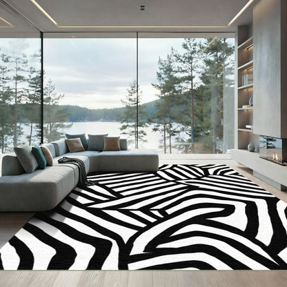 Chic Black White Zebra Stripes Rug