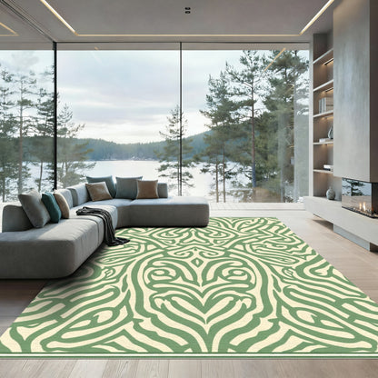 Sage Green Ablaze Swirl Art Rug