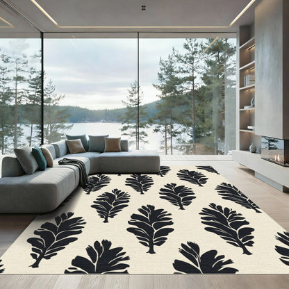 Black Fern Allover Pattern Rug