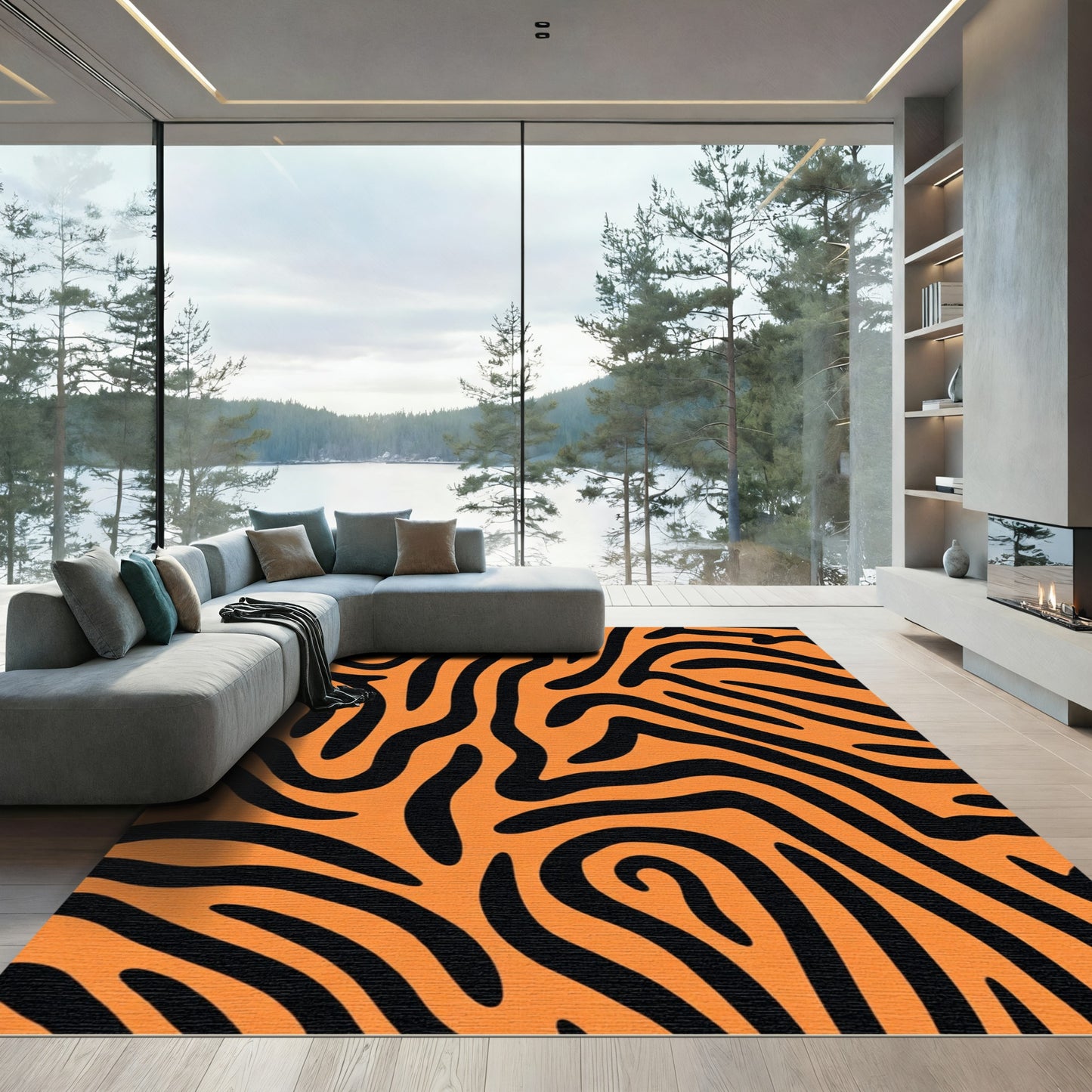 Vibrant Tiger Stripes Abstract Rug