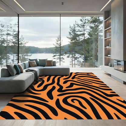 Vibrant Tiger Stripes Abstract Rug