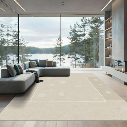 Neutral Beige Abstract Shape Collage Rug