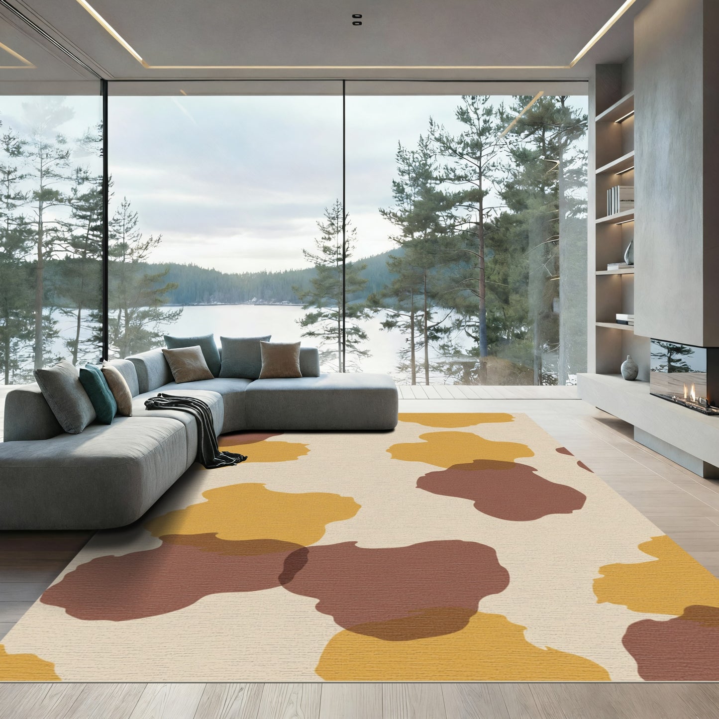 Earthy Tone Blob Abstract Rug