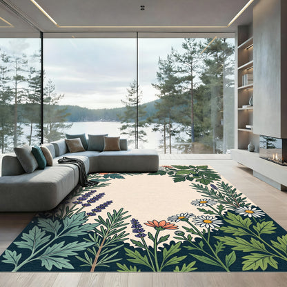 Coral Daisy Garden Border Rug