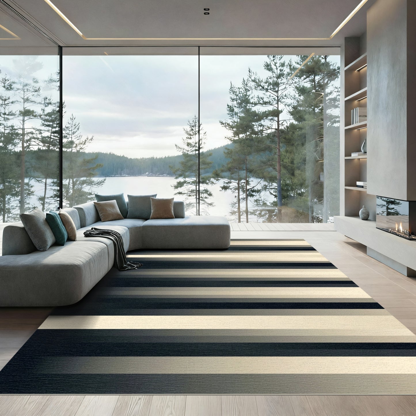 Duo Tone Horizontal Stripe Rug