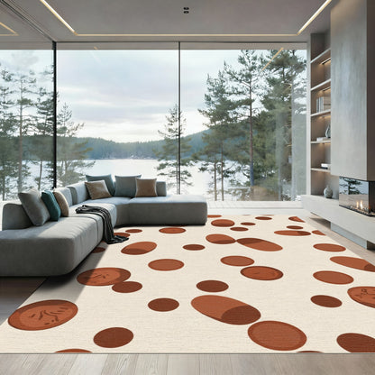 Brown Scatter Round Oval Forms Rug