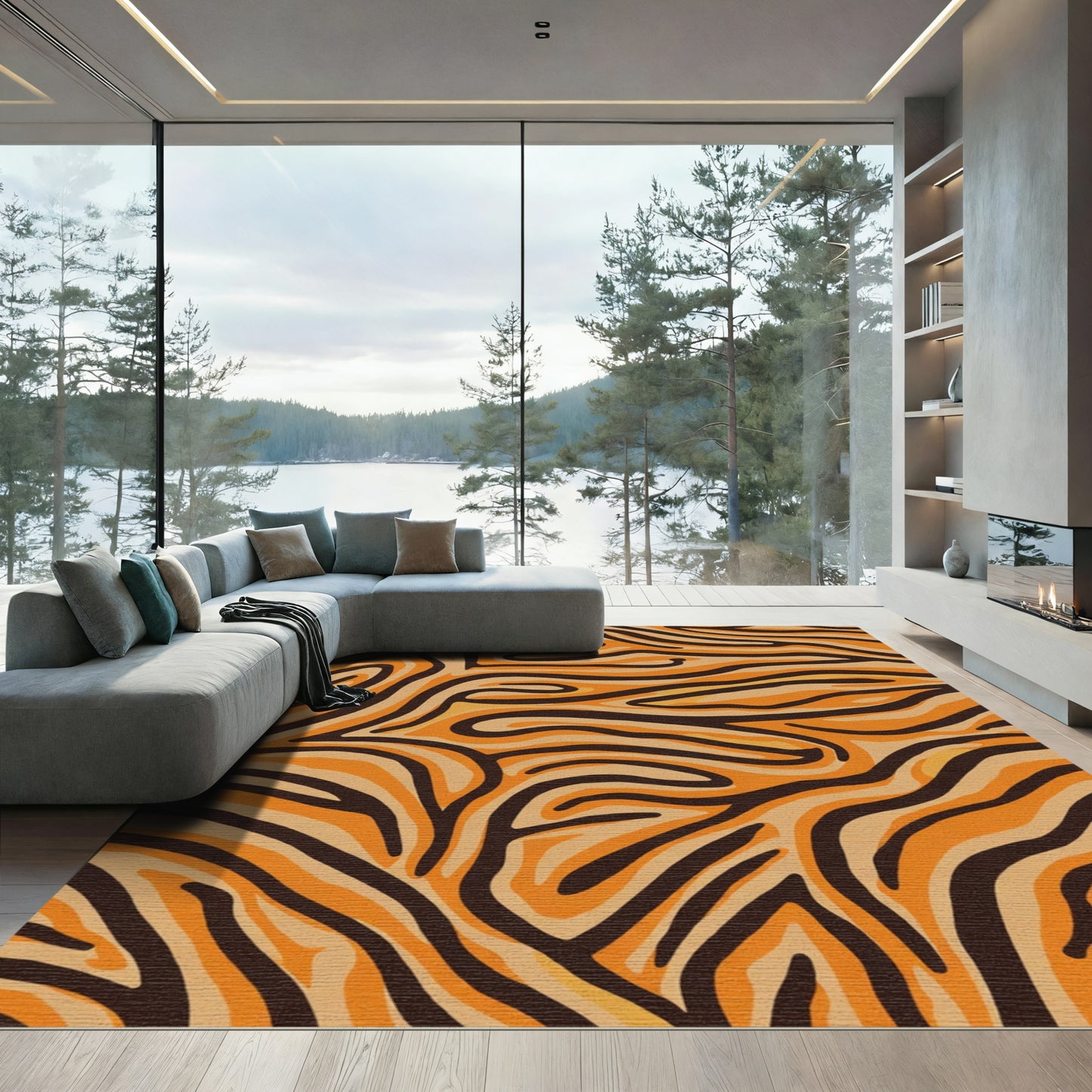 Bold Orange Tiger Stripe Rug