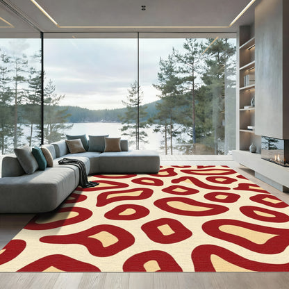 Crimson Gold Abstract Blotches Rug
