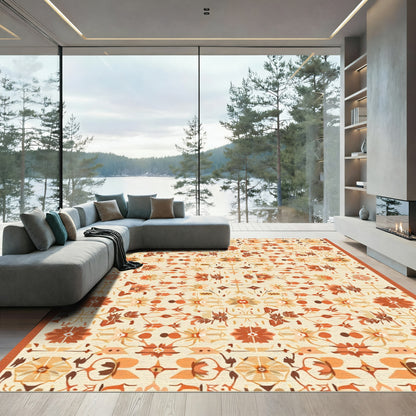 Rustic Earth Tones Floral Medallion Rug
