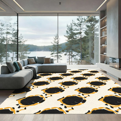 Bold Black Ochre Abstract Cluster Rug