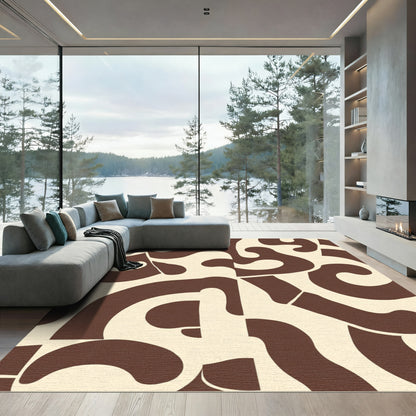 Abstract Brown Organic Flow Rug