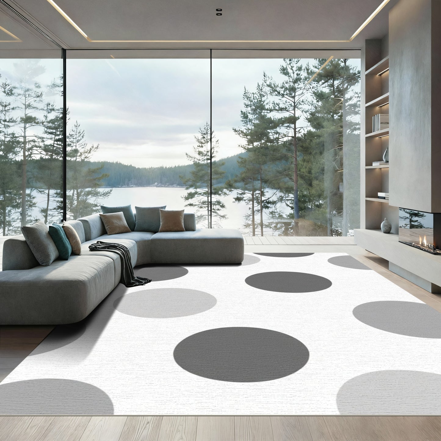 Monochromatic Gray Polka Dot Rug