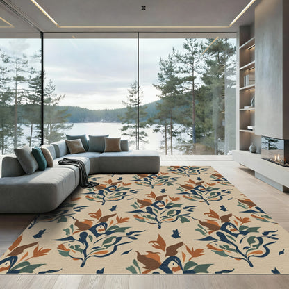 Earthy Floral Bouquet Arrangement Rug